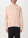 Emporio Armani Pure Cotton Sweatshirt With Floral Peace Sign Motifs In Yellow Cream