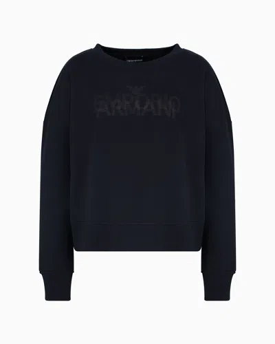 Emporio Armani Sweatshirt In French Terry Cotton With Oversized Logo In Black