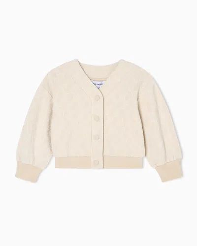 Emporio Armani Kids' Sweatshirt In Interlock Jersey With All-over Flocked Ea Logo And Press Studs