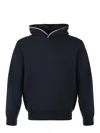 Emporio Armani Logo Rib-knit Trim Hoodie In Blue