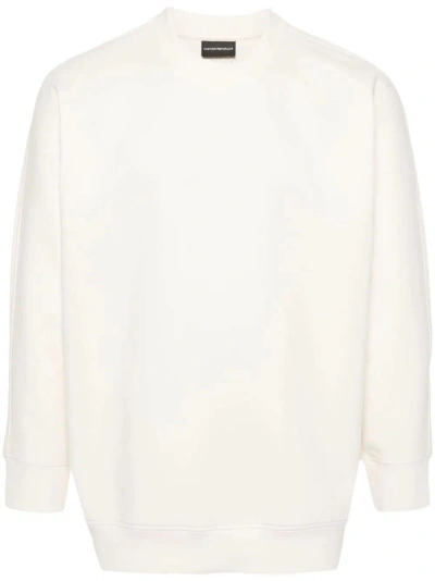 Emporio Armani Embroidered-logo Sweatshirt In White