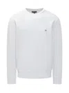 Emporio Armani Official Store Crew-neck Sweatshirt With Micro Logo Patch In White