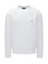 Emporio Armani Official Store Crew-neck Sweatshirt With Micro Logo Patch In White