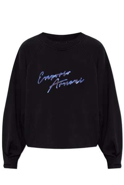 Emporio Armani Logo-embroidered Sweatshirt In Black