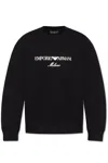 Emporio Armani Embroidered-logo Sweatshirt In Black