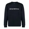 Emporio Armani Cotton Blend Crewneck Sweatshirt In Blue