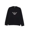 Emporio Armani Asv Double-jersey Sweatshirt With Oversized Embroidery In Black