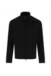 Emporio Armani Icon Full-zip Blouson In Piqué-effect Micro-textured Crêpe Jersey In Black
