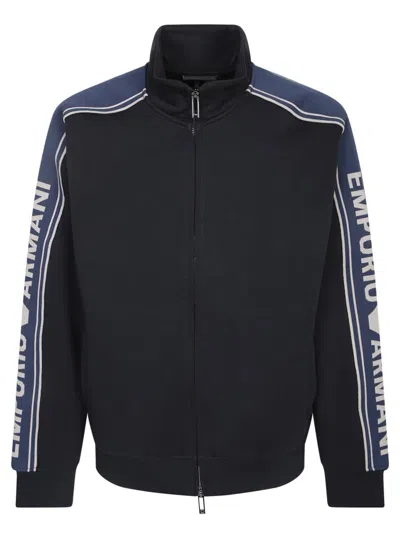 Emporio Armani Blue Logo Band Zip Sweatshirt In Multi