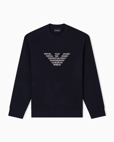 EMPORIO ARMANI ASV DOUBLE-JERSEY SWEATSHIRT WITH OVERSIZED EMBROIDERY