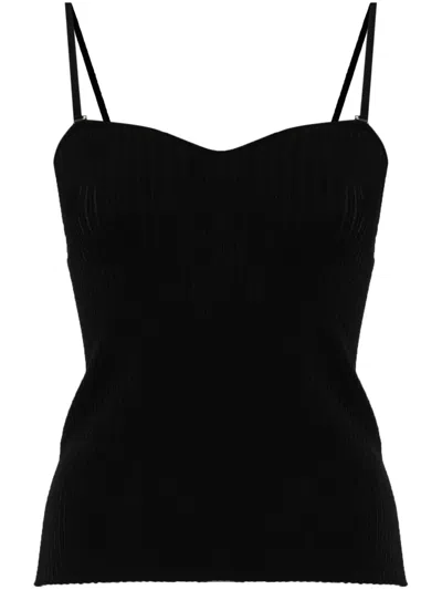 Emporio Armani Sweetheart-neck Ribbed Tank Top In Black