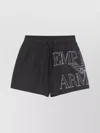 Emporio Armani Swim Shorts Logo Drawstring Waistband In Black