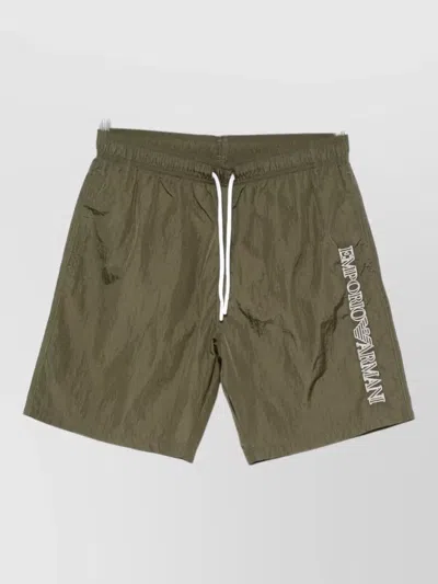 Emporio Armani Swim Shorts Side Pockets Tailored Design In Green