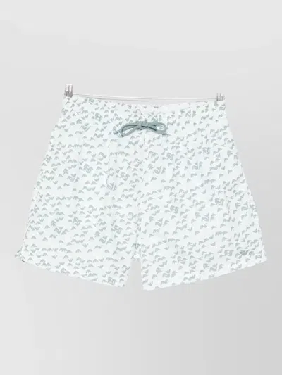Emporio Armani Swim Shorts Straight Hem Side And Back Pockets In White