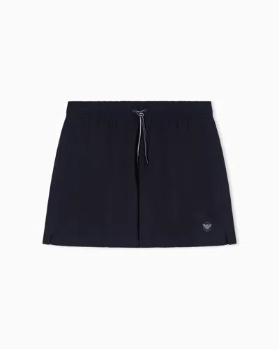 Emporio Armani Swimsuit Shorts With Satin Label Patch In Black