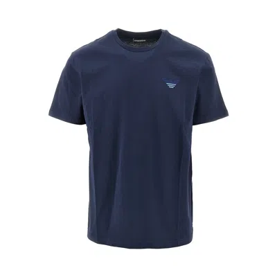 Emporio Armani Mens Knit T-shirt Man T-shirt Navy Blue Size M Cotton