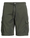Emporio Armani Swimwear Man Shorts & Bermuda Shorts Military Green Size L Cotton
