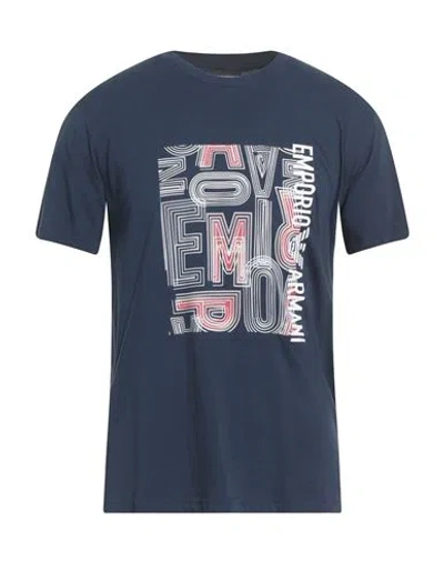 Emporio Armani Swimwear Man T-shirt Navy Size L Cotton In Blue