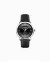 Emporio Armani Swiss Made Automatic Black Leather Watch