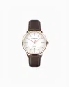 Emporio Armani Swiss Made Automatic Brown Leather Watch In Multicoloured