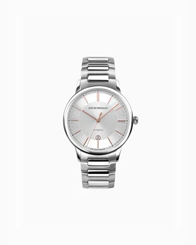 Emporio Armani Swiss Made Automatic Stainless Steel Watch In Multicoloured