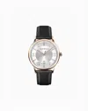 Emporio Armani Swiss Made Three-hand Date Black Leather Watch In Multicoloured