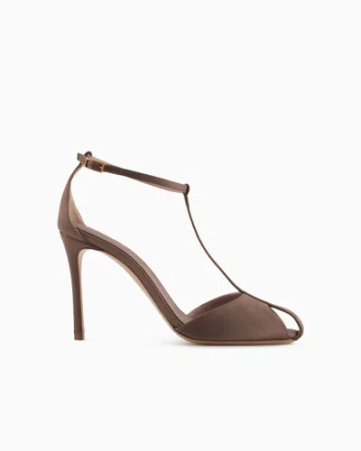 Emporio Armani T-riemen-sandalen Mit Satinabsatz Und Strasssteinen