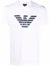 Emporio Armani White Crewneck T-shirt With Logo Embroidery On The Front