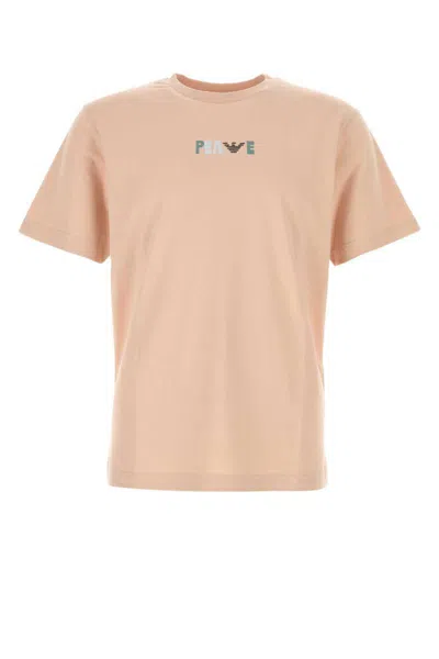 Emporio Armani Crew Neck Graphic Print Short Sleeves T-shirt In Neutral
