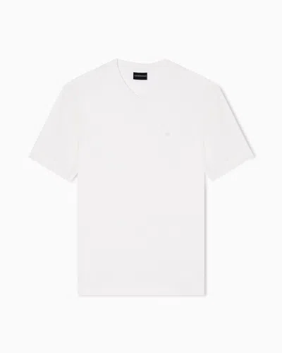 EMPORIO ARMANI MODAL JERSEY V-NECK T-SHIRT WITH MICRO EAGLE EMBROIDERY