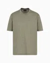 Emporio Armani T-shirt Aus Jacquard-jersey Mit Allover-logo-schriftzug In Green