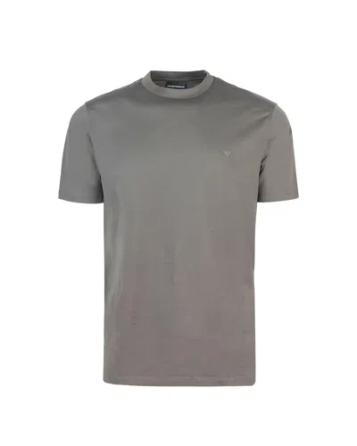 Emporio Armani T-shirt Beige Con Micro Aquila A Tono Sul Petto In U6200