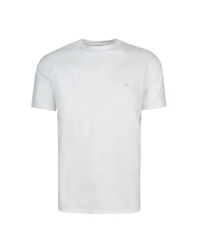 Emporio Armani White T-shirt With Micro Eagle In Tone On The Chest