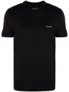 Emporio Armani Black T-shirt With Logo Lettering On The Front In Cotton And Lyocell Blend Man In Black