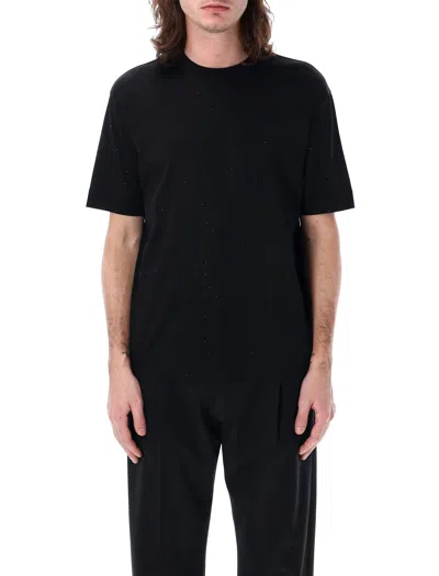 Emporio Armani Stretch Supima Jersey T-shirt With Micro Logo Patch In Black