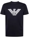 Emporio Armani Black Crewneck T-shirt With Logo Embroidery On The Front In Black