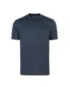 Emporio Armani T-shirt Blu Con Micro Aquila A Tono Sul Petto