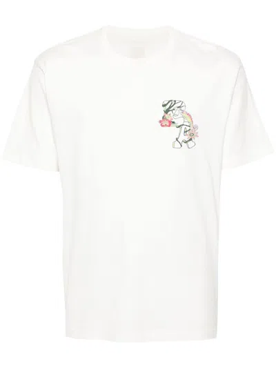 Emporio Armani Monogram-print Cotton T-shirt In 0101 Bianco Caldo