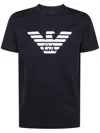 Emporio Armani Black Crewneck T-shirt With Logo Embroidery On The Front In Black