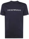 Emporio Armani Cotton Crew Neck T-shirt In Blue