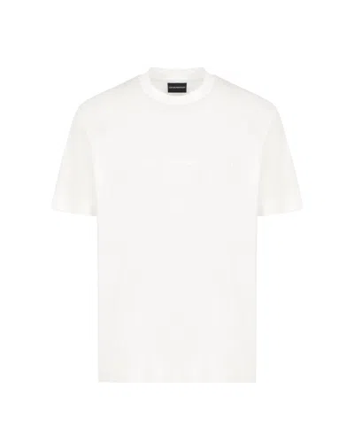 EMPORIO ARMANI WHITE LOGO EMBROIDERY T-SHIRT
