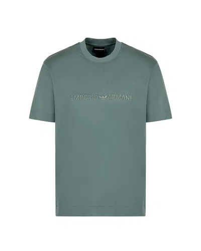 Emporio Armani Green Logo Embroidery T-shirt