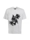 Emporio Armani Asv Lyocell-blend Jersey T-shirt With Print And Floral Embroidery In Bianco