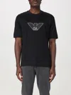 Emporio Armani Crew Neck Logo T-shirt Straight Hem In Schwarz 1