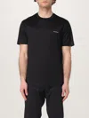 Emporio Armani Black T-shirt With Logo Lettering On The Front In Cotton And Lyocell Blend Man In Schwarz