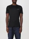 Emporio Armani Black T-shirt With Logo Lettering On The Front In Cotton And Lyocell Blend Man In Schwarz