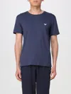 Emporio Armani Crew Neck Logo Embroidered Modal T-shirt In Navy