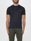 Emporio Armani Blue T-shirt With Logo Lettering On The Front In Cotton And Lyocell Blend Man In Blue