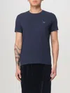 Emporio Armani Crew Neck Modal Blend Short Sleeve Top In Blau