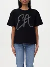 Emporio Armani Cotton-jersey T-shirt With Oversized Lurex Logo In Schwarz